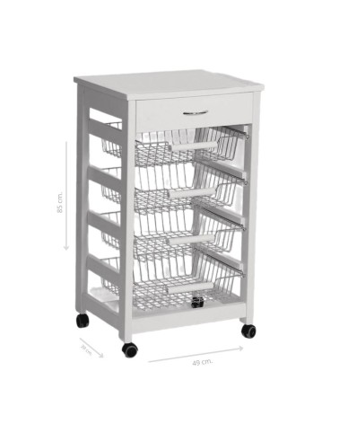 Carrello Vesuvio con cassetto senza base con piano in legno rovere