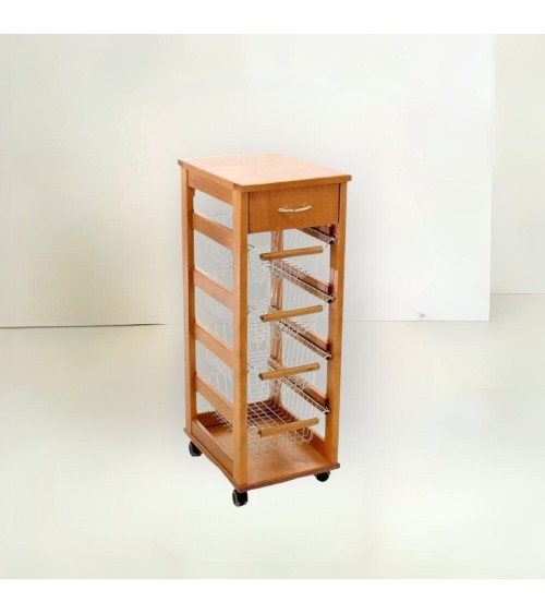 Carrello Vesuvio salvaspazio con piano in legno rovere