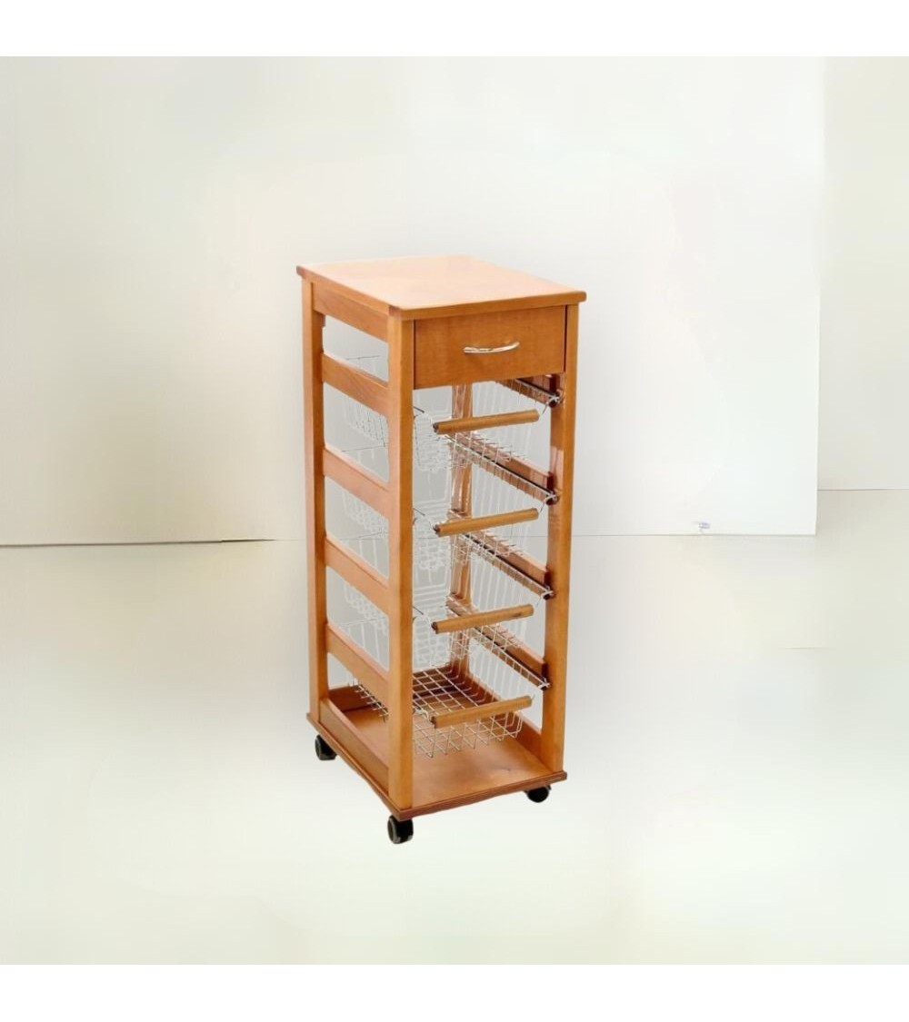 Carrello Vesuvio salvaspazio con piano in legno rovere