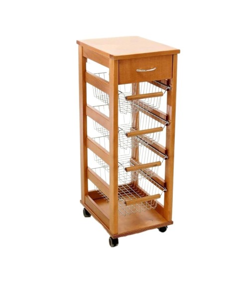 Carrello Vesuvio salvaspazio con piano in legno rovere