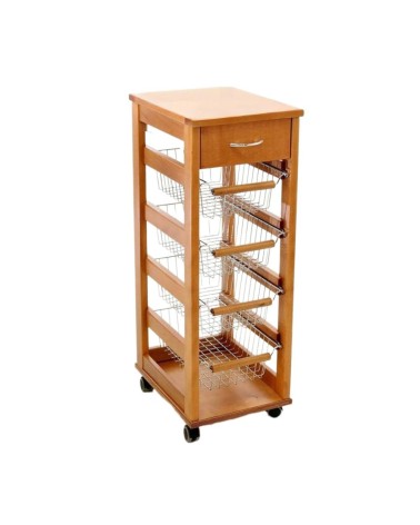 Carrello Vesuvio salvaspazio con piano in legno rovere