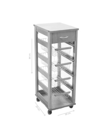 Carrello Vesuvio salvaspazio con piano in legno rovere