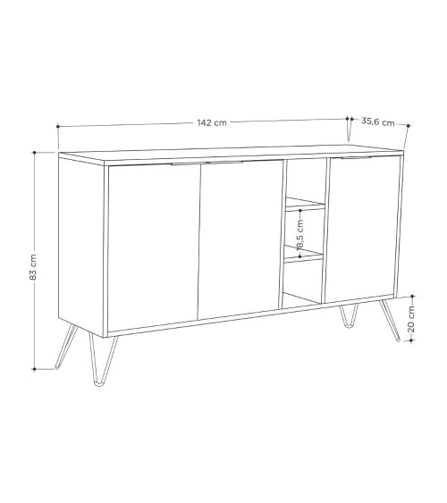 Madia Clara bianco 3 ante 142x35,6x83h