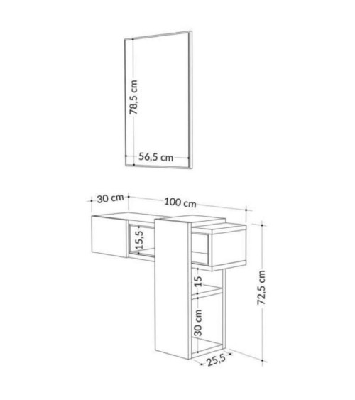 Ingresso Efes rovere bianco con specchio