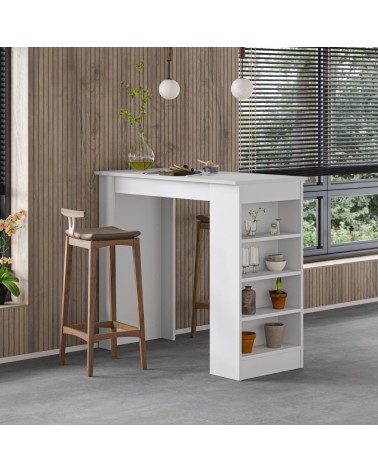 Penisola da cucina tavolo alto Swallow con piano e struttura bianco