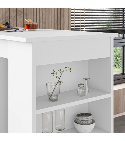 Penisola da cucina tavolo alto Swallow con piano e struttura bianco