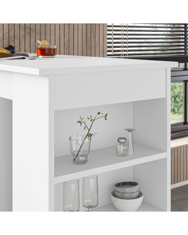 Penisola da cucina tavolo alto Swallow con piano e struttura bianco