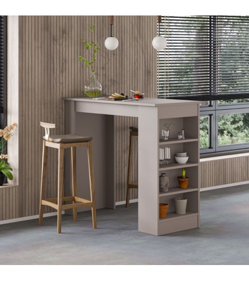 Penisola da cucina tavolo alto Swallow con piano e struttura tortora