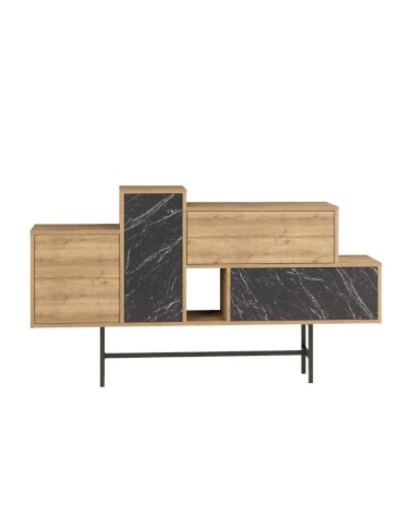 Madia Hermes colore hitit noce con ante e cassetti effetto marmo nero 160 cm