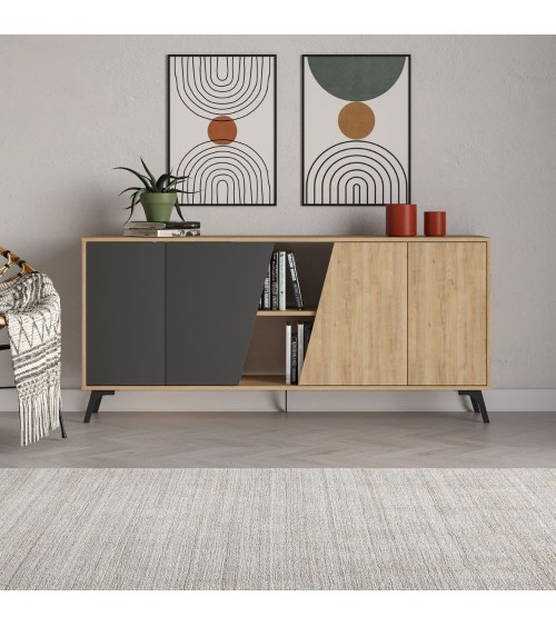Madia Fiona 180 cm. con 2 ante rovere e due ante antracite