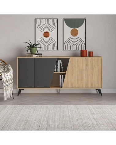 Madia Fiona 180 cm. con 2 ante rovere e due ante antracite