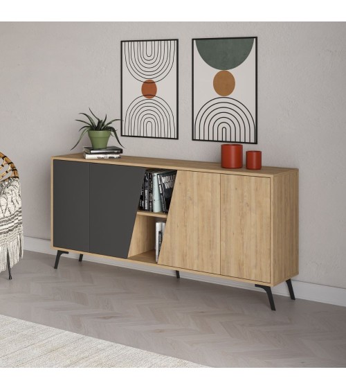 Madia Fiona 180 cm. con 2 ante rovere e due ante antracite