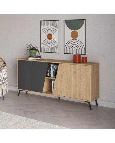 Madia Fiona 180 cm. con 2 ante rovere e due ante antracite