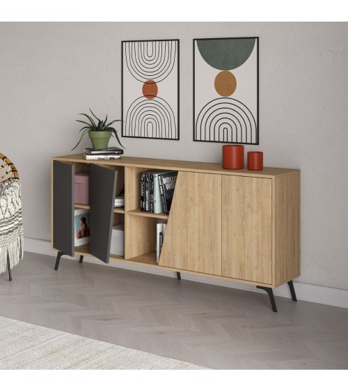 Madia Fiona 180 cm. con 2 ante rovere e due ante antracite