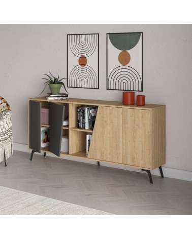 Madia Fiona 180 cm. con 2 ante rovere e due ante antracite