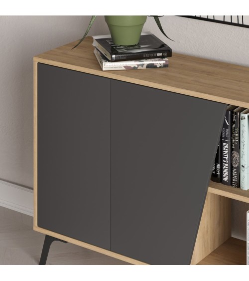 Madia Fiona 180 cm. con 2 ante rovere e due ante antracite