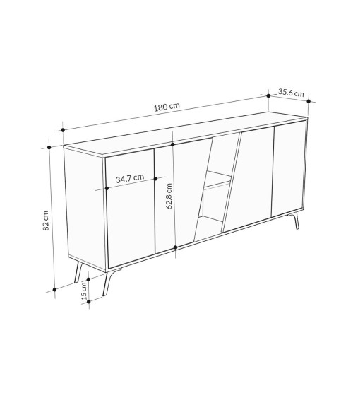 Madia Fiona 180 cm. con 2 ante rovere e due ante antracite