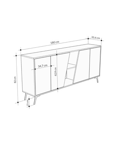 Madia Fiona 180 cm. con 2 ante rovere e due ante antracite