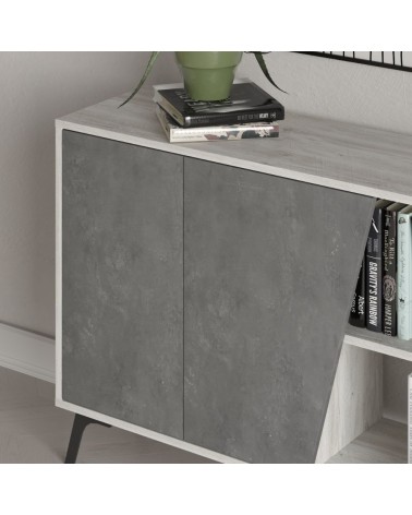 Madia Fiona 180 cm. con 2 ante bianco vintage e due ante retro grey