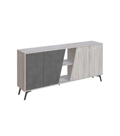 Madia Fiona 180 cm. con 2 ante bianco vintage e due ante retro grey