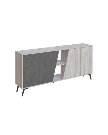 Madia Fiona 180 cm. con 2 ante bianco vintage e due ante retro grey