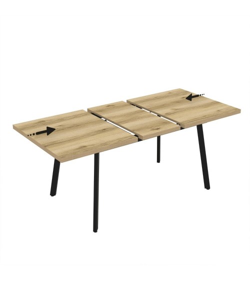Tavolo allungabile Lini piano rovere e gambe in metallo nero