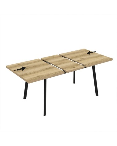 Tavolo allungabile Lini piano rovere e gambe in metallo nero