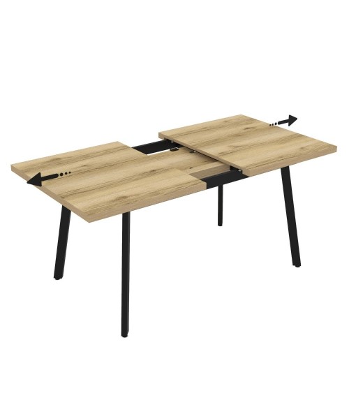 Tavolo allungabile Lini piano rovere e gambe in metallo nero