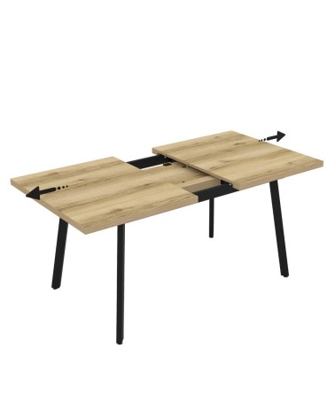 Tavolo allungabile Lini piano rovere e gambe in metallo nero