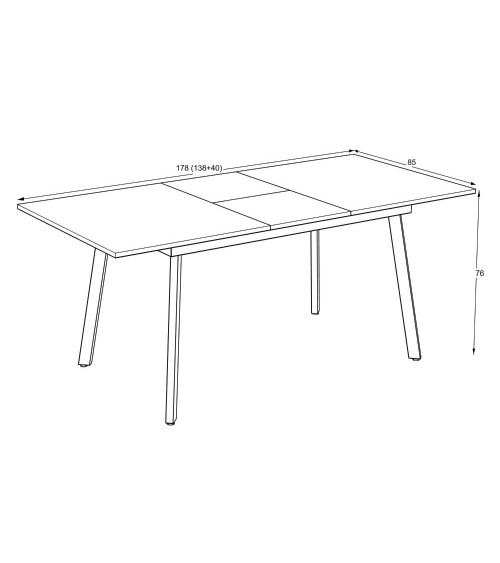 Tavolo allungabile Lini piano rovere e gambe in metallo nero