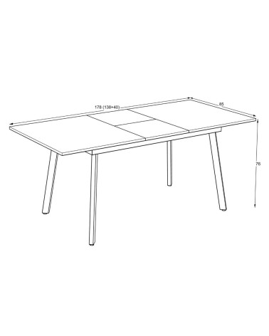 Tavolo allungabile Lini piano rovere e gambe in metallo nero
