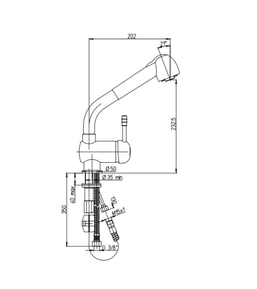 Miscelatore monoforo lavello doccia estraibile Paini 64CN566 satinato
