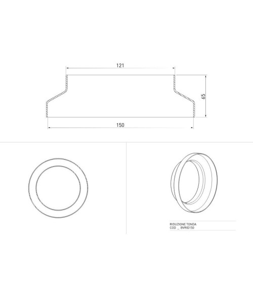 Riduzione tonda per cappe BVRID150 da 150 mm a 125 mm