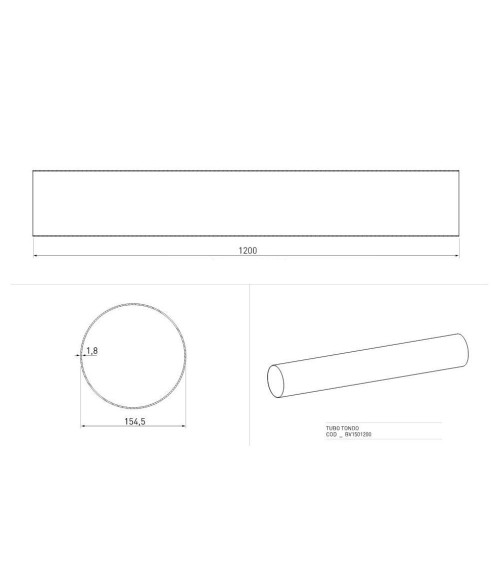 Tubo tondo per cappe BV1501200 diametro 150mm 1,2 mt