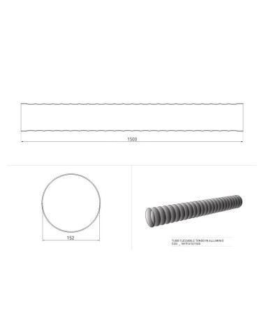 Tubo flessibile tondo in alluminio per cappe BVTFA1521500 1,5 mt.
