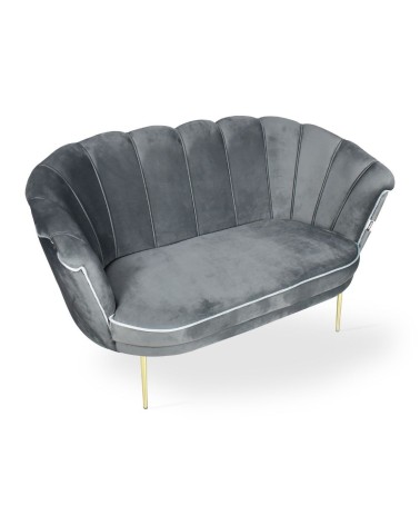 Divano due posti Orel in velluto Babyface 21 grigio piedini oro
