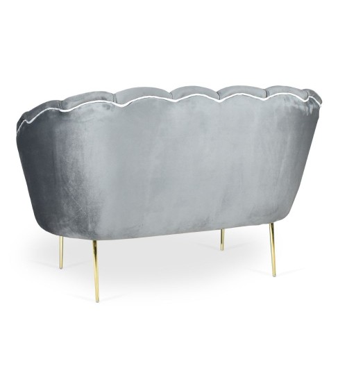 Divano due posti Orel in velluto Babyface 21 grigio piedini oro