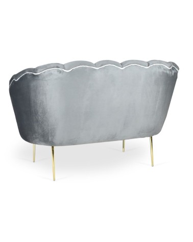Divano due posti Orel in velluto Babyface 21 grigio piedini oro