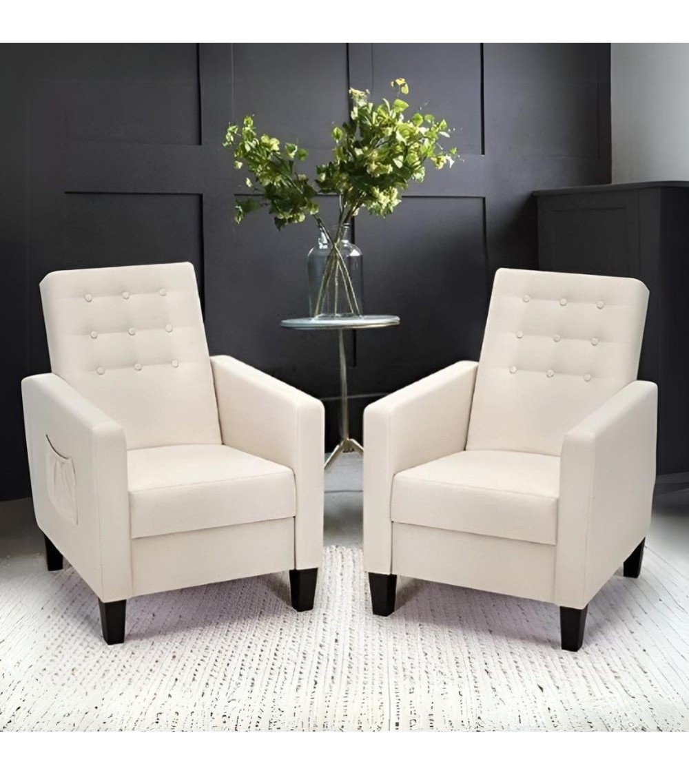 Poltrona Malea recliner 4 punti massaggianti in tessuto beige
