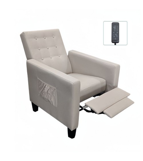 Poltrona Malea recliner 4 punti massaggianti in tessuto beige