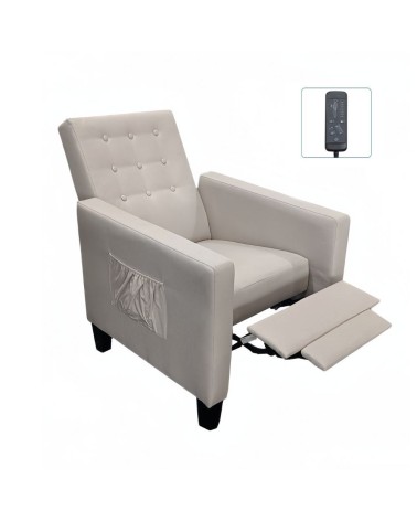 Poltrona Malea recliner 4 punti massaggianti in tessuto beige