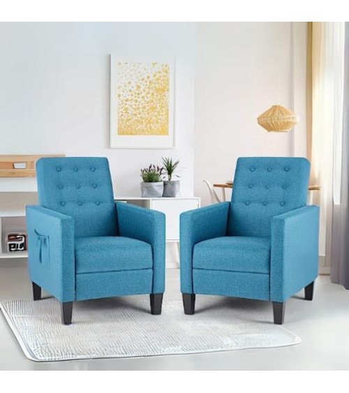 Poltrona Malea recliner 4 punti massaggianti in tessuto blu