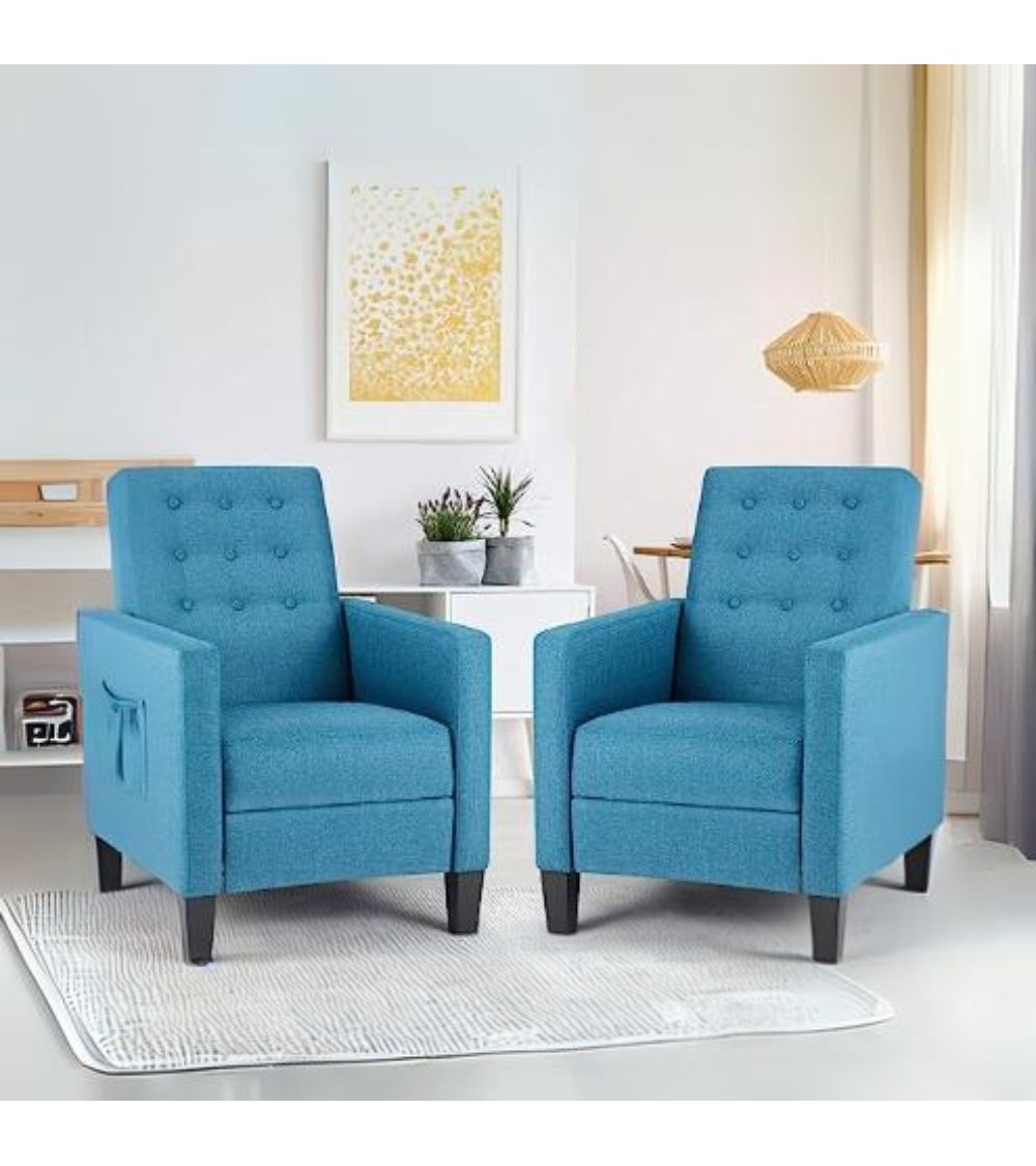 Poltrona Malea recliner 4 punti massaggianti in tessuto blu