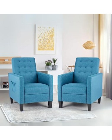 Poltrona Malea recliner 4 punti massaggianti in tessuto blu
