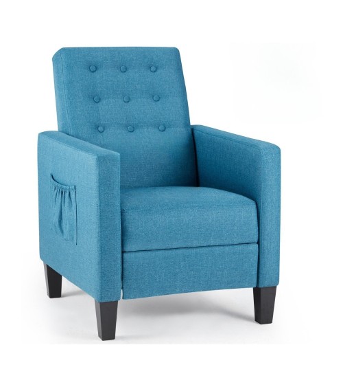 Poltrona Malea recliner 4 punti massaggianti in tessuto blu