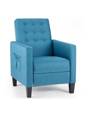 Poltrona Malea recliner 4 punti massaggianti in tessuto blu