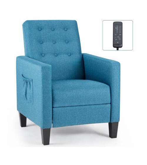 Poltrona Malea recliner 4 punti massaggianti in tessuto blu