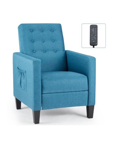 Poltrona Malea recliner 4 punti massaggianti in tessuto blu