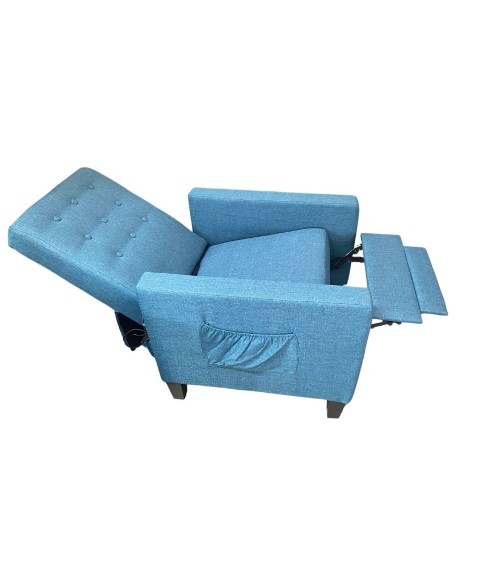 Poltrona Malea recliner 4 punti massaggianti in tessuto blu