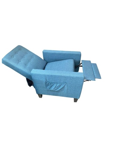 Poltrona Malea recliner 4 punti massaggianti in tessuto blu